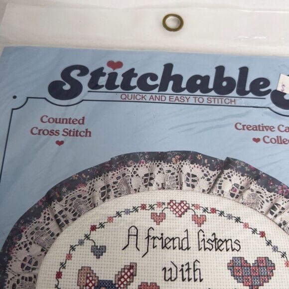 Stitchables NEW VTG Counted Cross Stitch Kit-A Friend Listens-Ruffled Oval - Picture 2 of 7